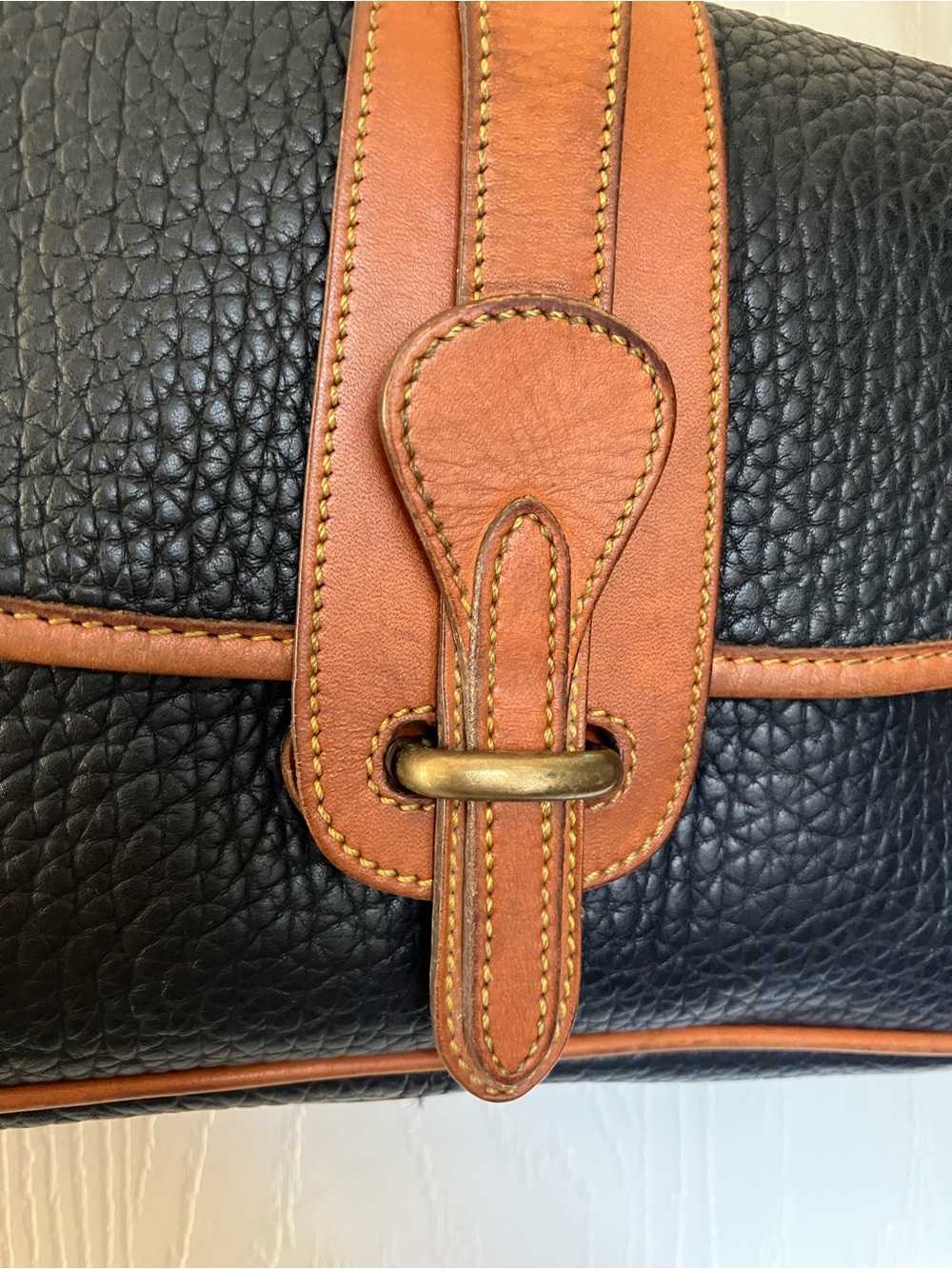 Dooney & Bourke Navy Pebble Leather Crossbody with English Tan Trim - Picture 9 of 11